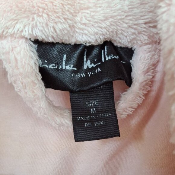 Nicole Miller New York Plush Bath Robe, Soft Pink, Cozy Loungewear, Size M - Picture 2 of 3